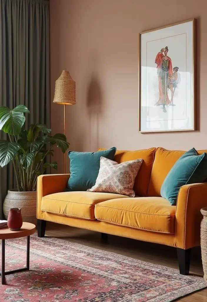 25 Boho Mid Century Modern Living Room Ideas You'll Want to Steal! - 2. Statement Furniture Pieces