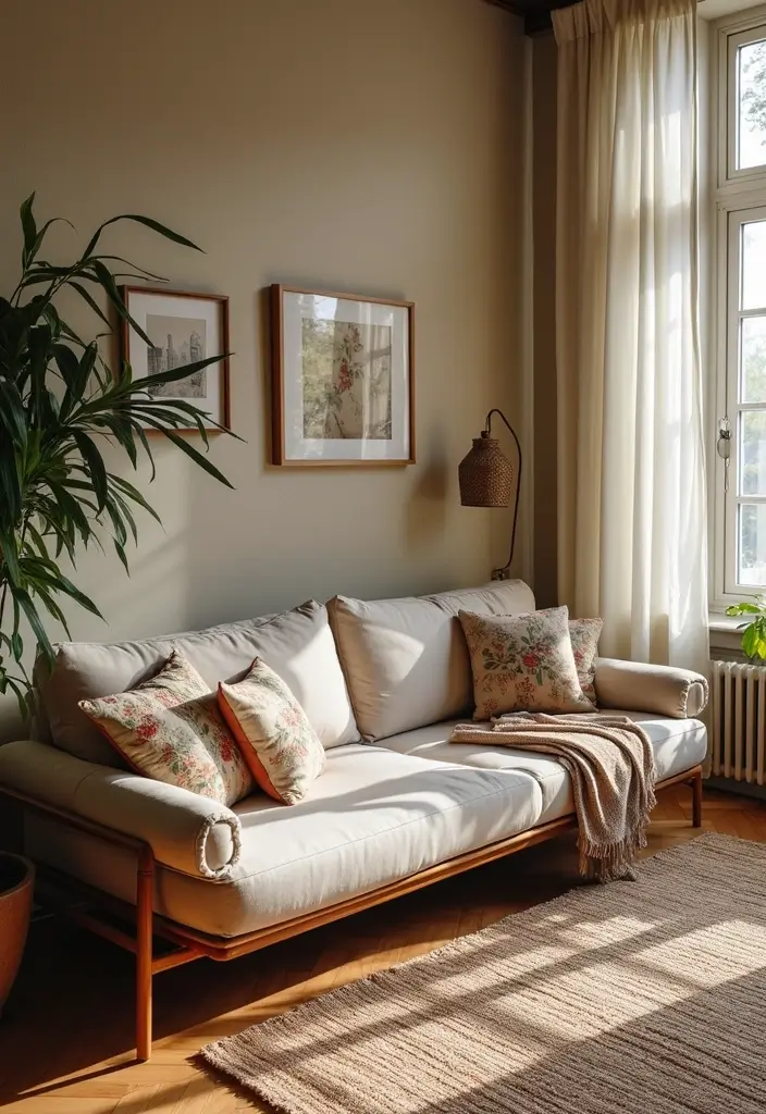 25 Boho Mid Century Modern Living Room Ideas You'll Want to Steal! - 21. Incorporate Vintage Textures