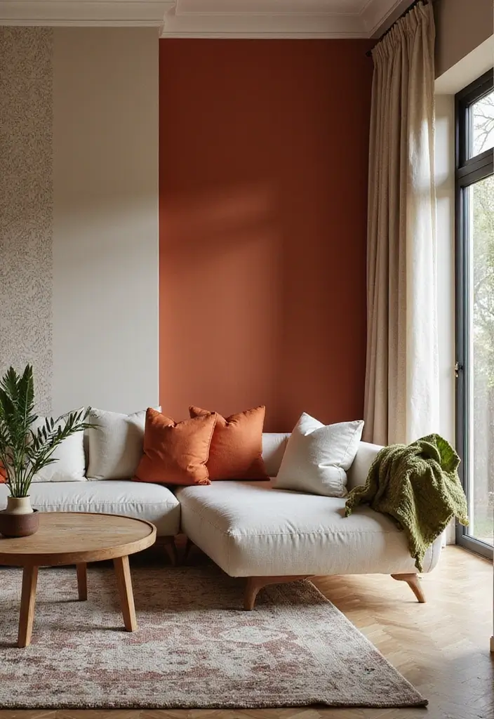 25 Boho Mid Century Modern Living Room Ideas You'll Want to Steal! - 22. Accent Walls