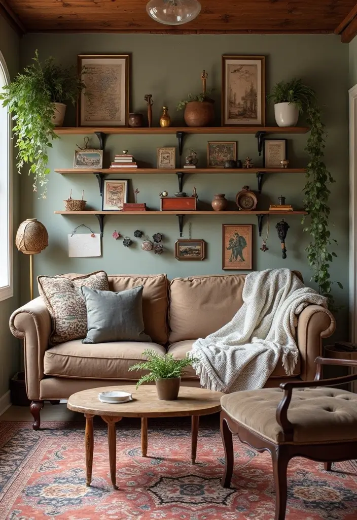 25 Boho Mid Century Modern Living Room Ideas You'll Want to Steal! - 23. Curated Collections