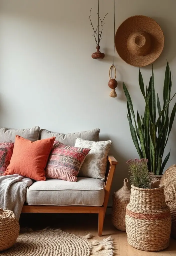 25 Boho Mid Century Modern Living Room Ideas You'll Want to Steal! - 8. Bohemian Accessories