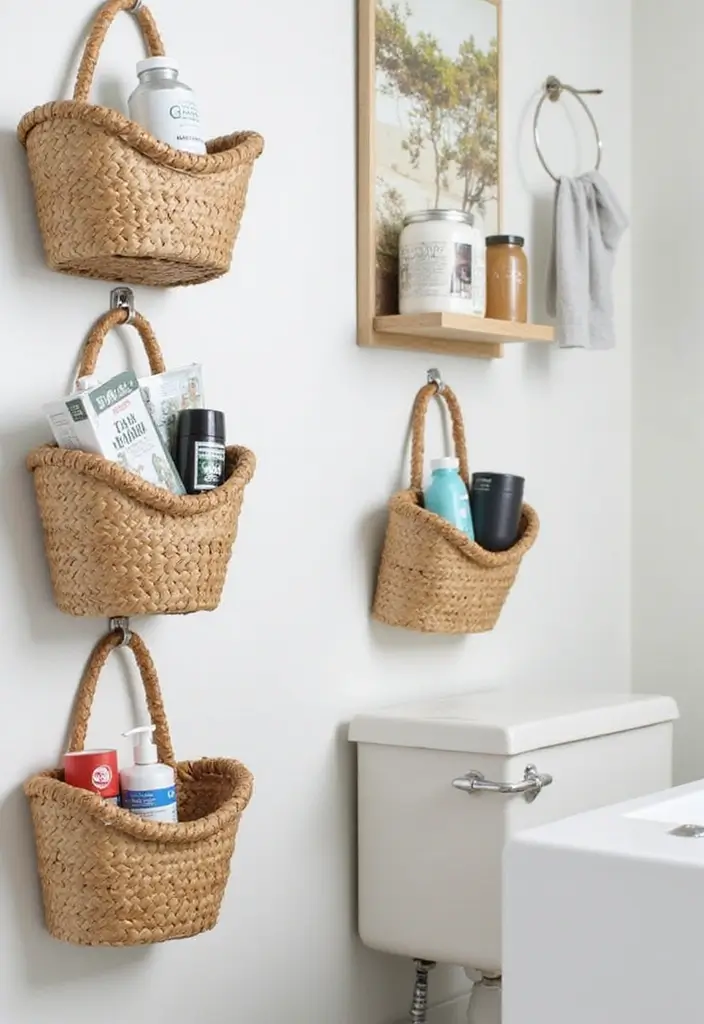 25 Brilliant Bathroom Storage Hacks to Maximize Space - 16. Wall-Mounted Baskets