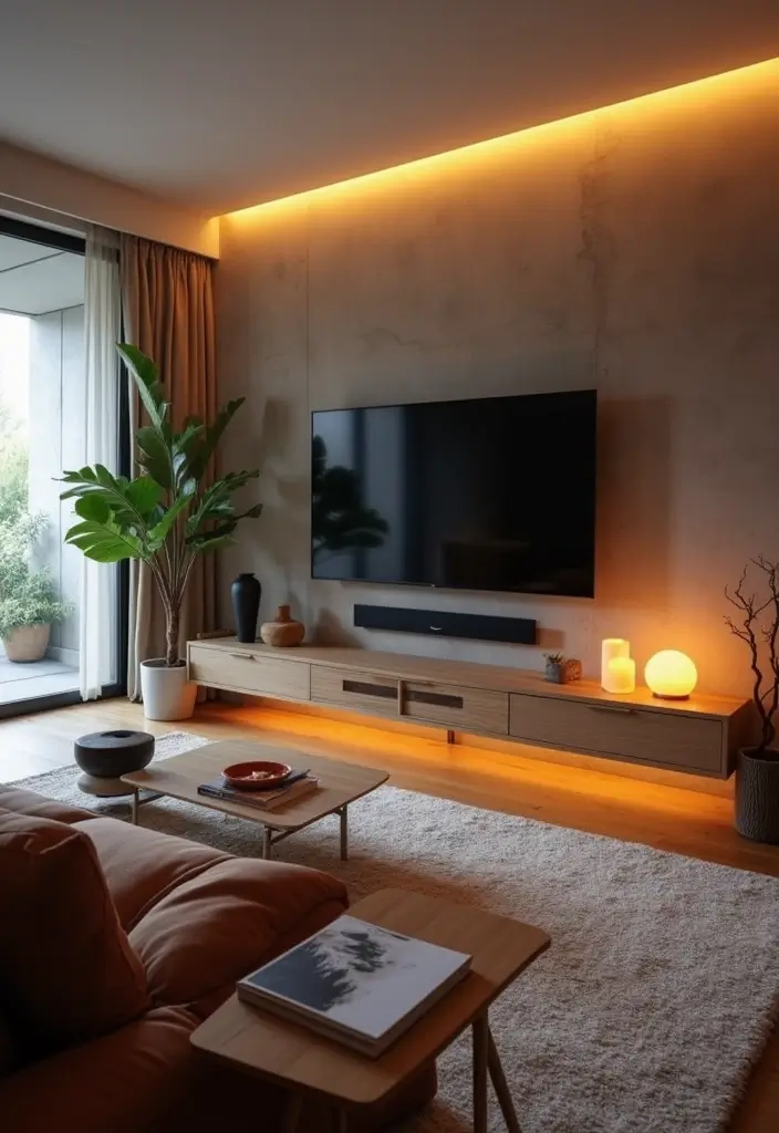 25 Cozy Modern Living Room Design Ideas That'll Make You Want to Stay In! - 19. Smart Tech Integration