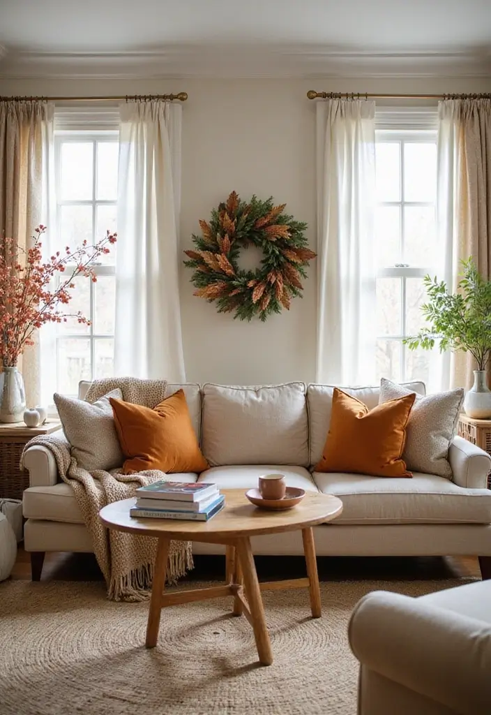 25 Cozy Modern Living Room Design Ideas That'll Make You Want to Stay In! - 20. Seasonal Decor