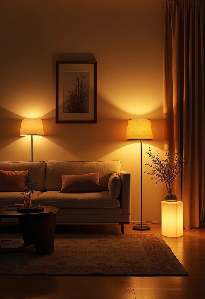 25 Cozy Modern Living Room Design Ideas That'll Make You Want to Stay In! - 22. Layered Lighting