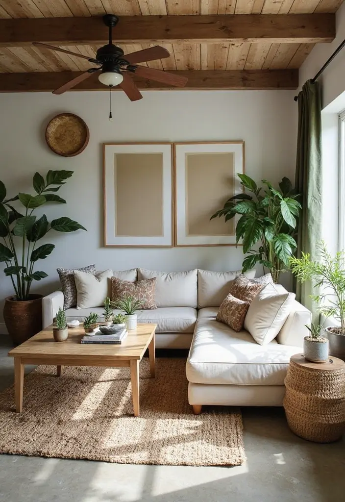 25 Cozy Modern Living Room Design Ideas That'll Make You Want to Stay In! - 24. Outdoor-Inspired Decor