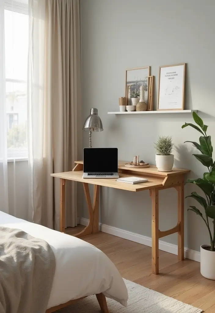 25 DIY Bedroom Decor Ideas That Will Transform Your Space on a Budget! - 25. Wall-mounted Folding Desk