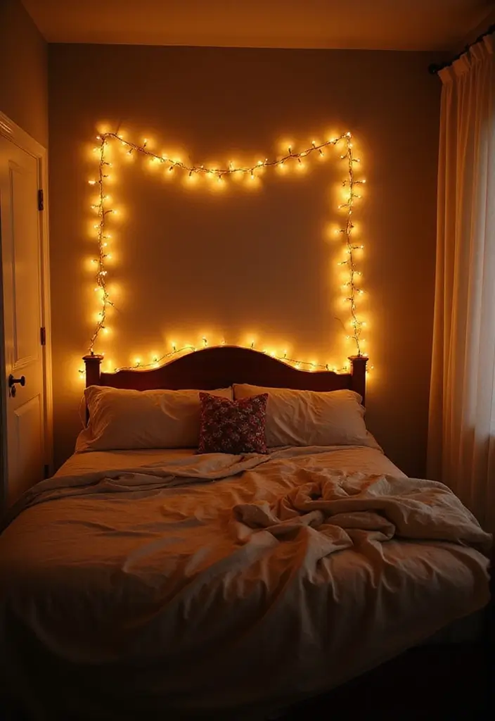25 DIY Bedroom Decor Ideas That Will Transform Your Space on a Budget! - 4. String Lights for Ambiance