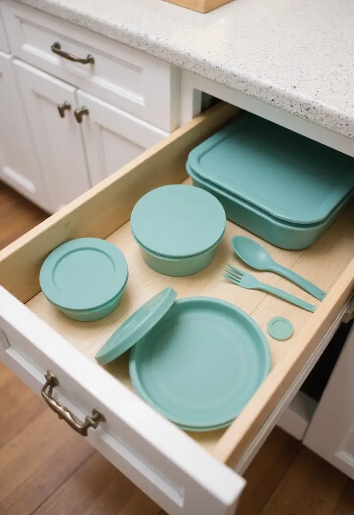25 DIY Kitchen Cabinet Organization Ideas that Will Change Your Life! - 11. Drawer Inserts for Tupperware