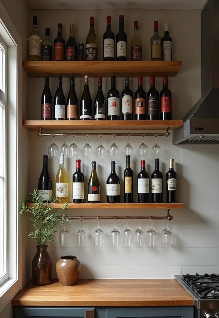 25 DIY Kitchen Cabinet Organization Ideas that Will Change Your Life! - 17. Wall-Mounted Wine Racks
