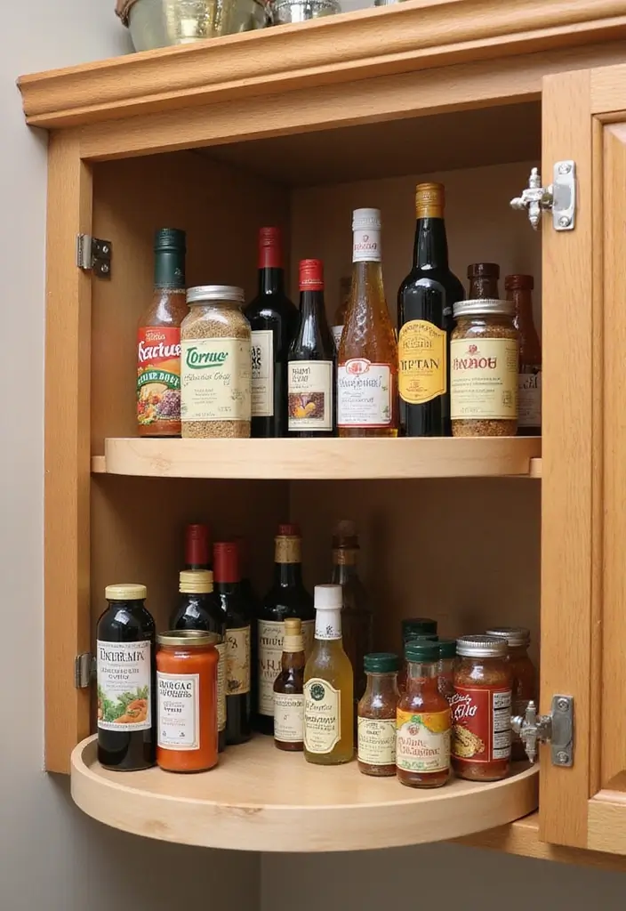 25 DIY Kitchen Cabinet Organization Ideas that Will Change Your Life! - 6. Lazy Susans for Corners