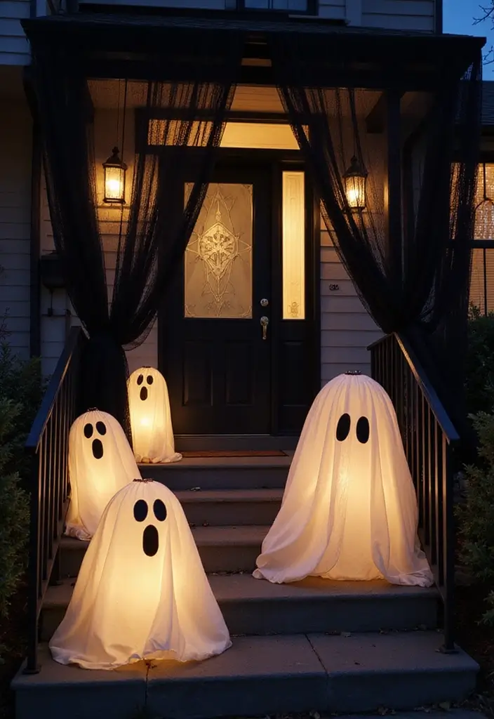 25 DIY Outdoor Halloween Decorations That Will Terrify Your Neighbors (Wait Until You See #5!) - 1. Creepy Ghost Lanterns