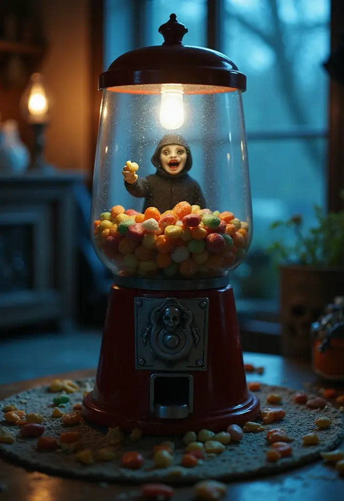 25 DIY Outdoor Halloween Decorations That Will Terrify Your Neighbors (Wait Until You See #5!) - 16. Chilling Candy Dispenser