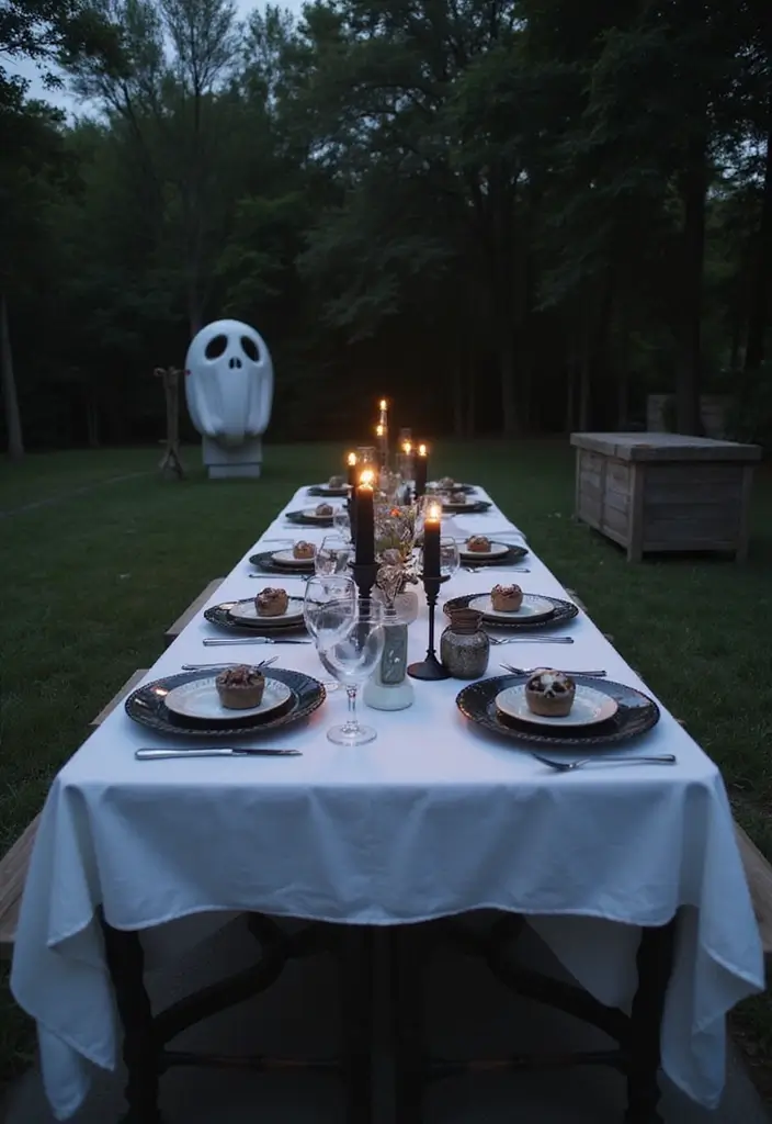 25 DIY Outdoor Halloween Decorations That Will Terrify Your Neighbors (Wait Until You See #5!) - 22. Ghostly Table Setting