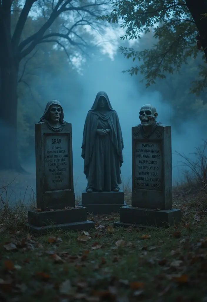25 DIY Outdoor Halloween Decorations That Will Terrify Your Neighbors (Wait Until You See #5!) - 7. Terrifying Tombstone Trio