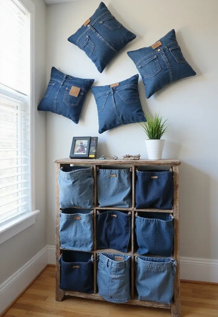 25 DIY Room Decor Ideas for Teens That Will Transform Your Space (You Won't Believe #13!) - 10. Upcycled Denim Projects
