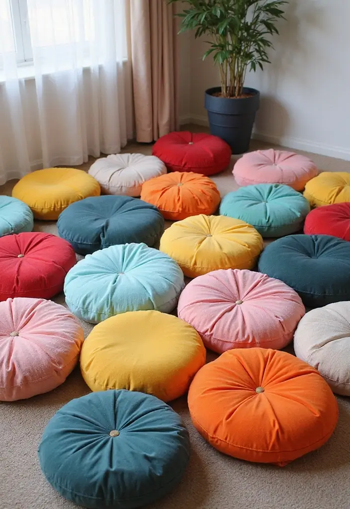 25 DIY Room Decor Ideas for Teens That Will Transform Your Space (You Won't Believe #13!) - 16. Fun Floor Cushions