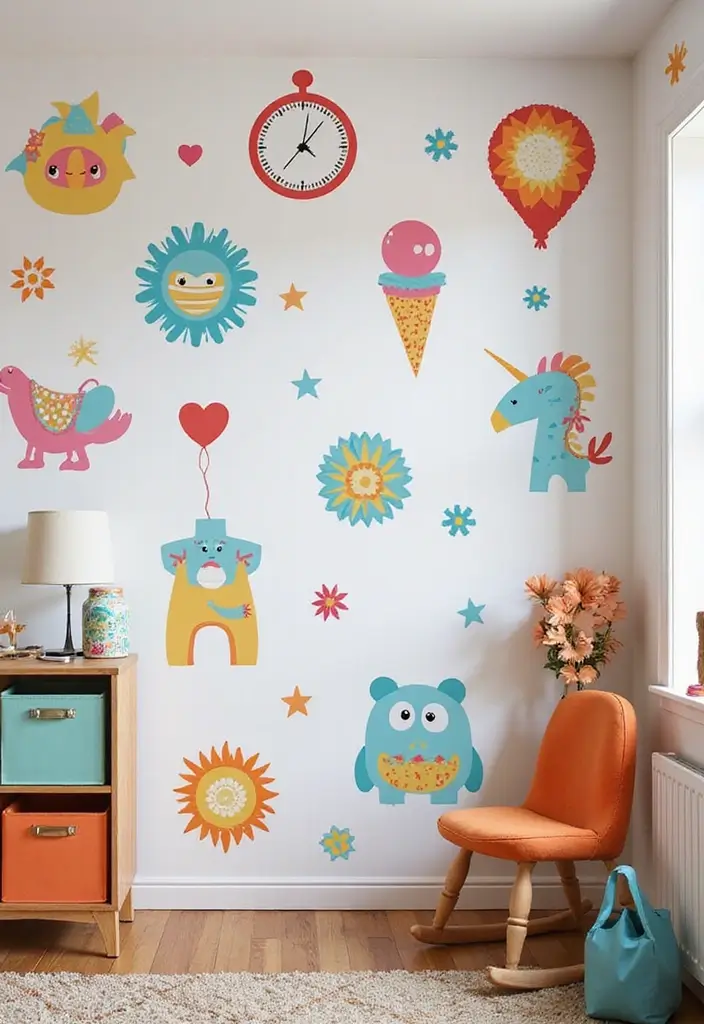 25 DIY Room Decor Ideas for Teens That Will Transform Your Space (You Won't Believe #13!) - 21. Colorful Wall Decals