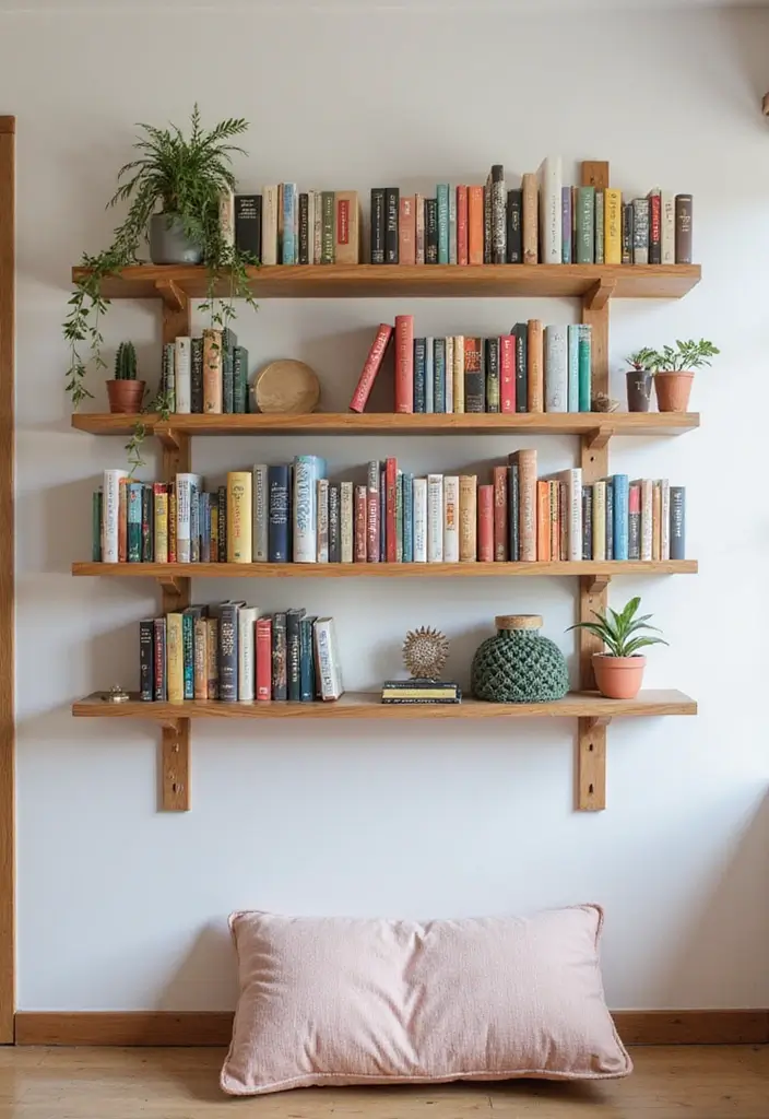 25 DIY Room Decor Ideas for Teens That Will Transform Your Space (You Won't Believe #13!) - 9. Wall-Mounted Bookshelf