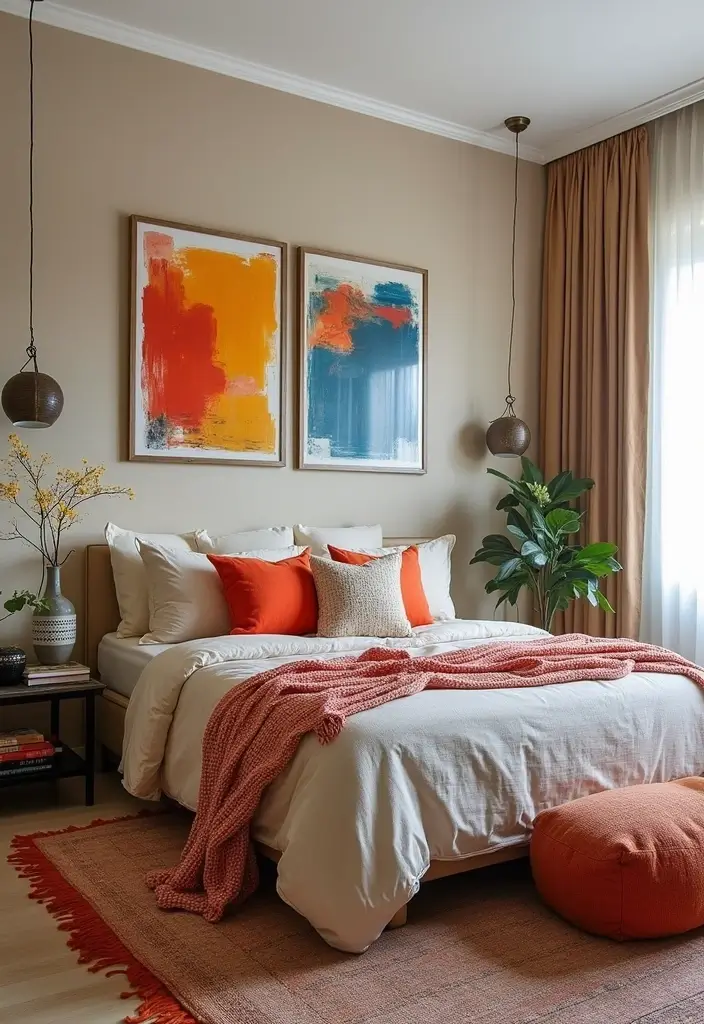 25 Dream Home Bedroom Designs That Will Make You Want to Stay in Bed All Day! - 12. Art-Inspired Retreat