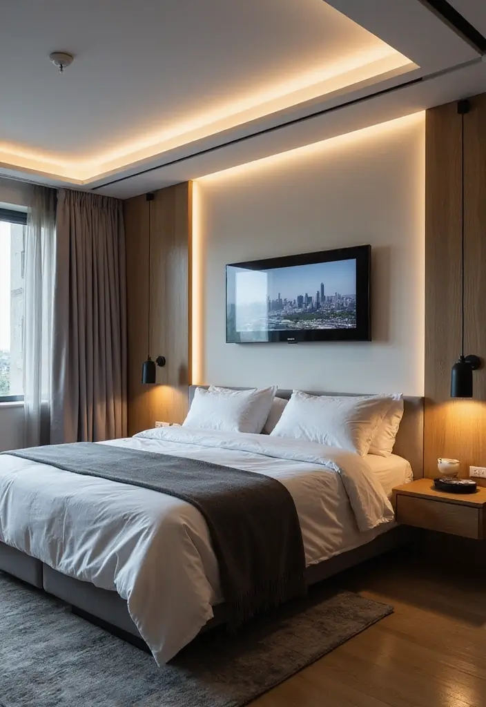 25 Dream Home Bedroom Designs That Will Make You Want to Stay in Bed All Day! - 25. Smart Technology Integration