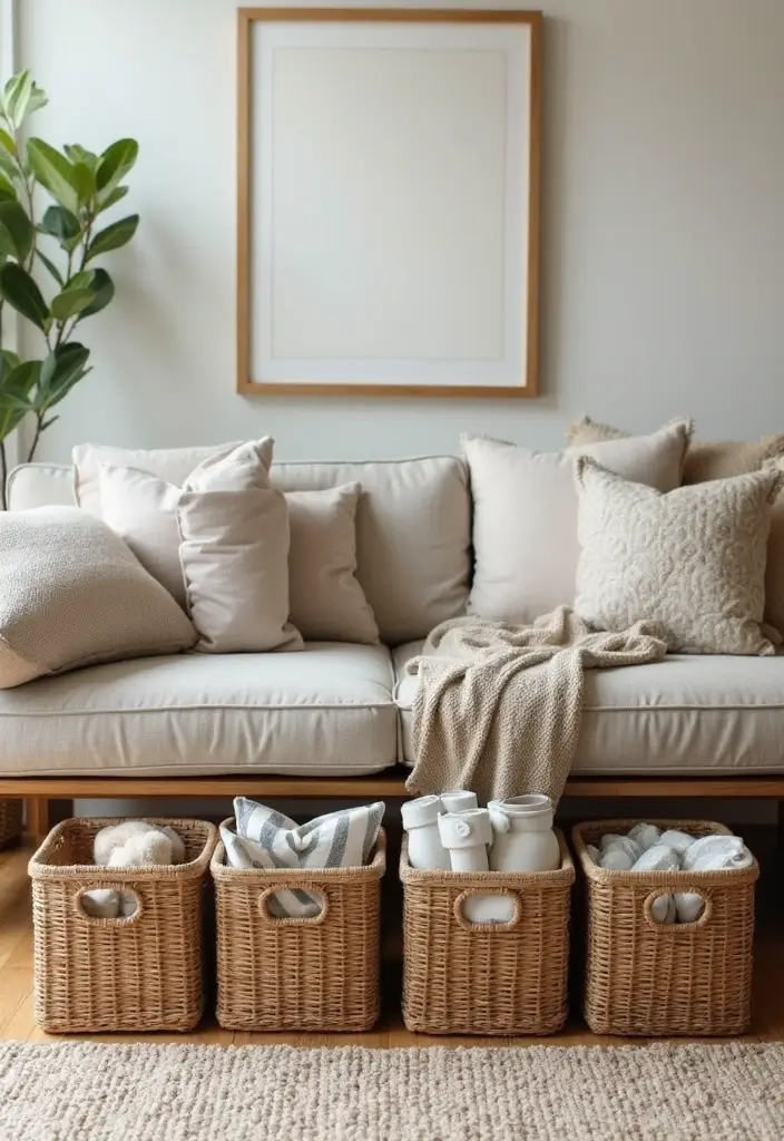 25 Genius Space-Saving Hacks for Your Living Room You’ll Wish You Knew Sooner! - 1. Under-Sofa Storage Bins