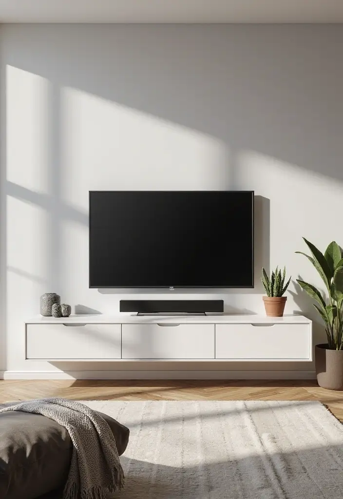 25 Genius Space-Saving Hacks for Your Living Room You’ll Wish You Knew Sooner! - 17. Floating TV Stand