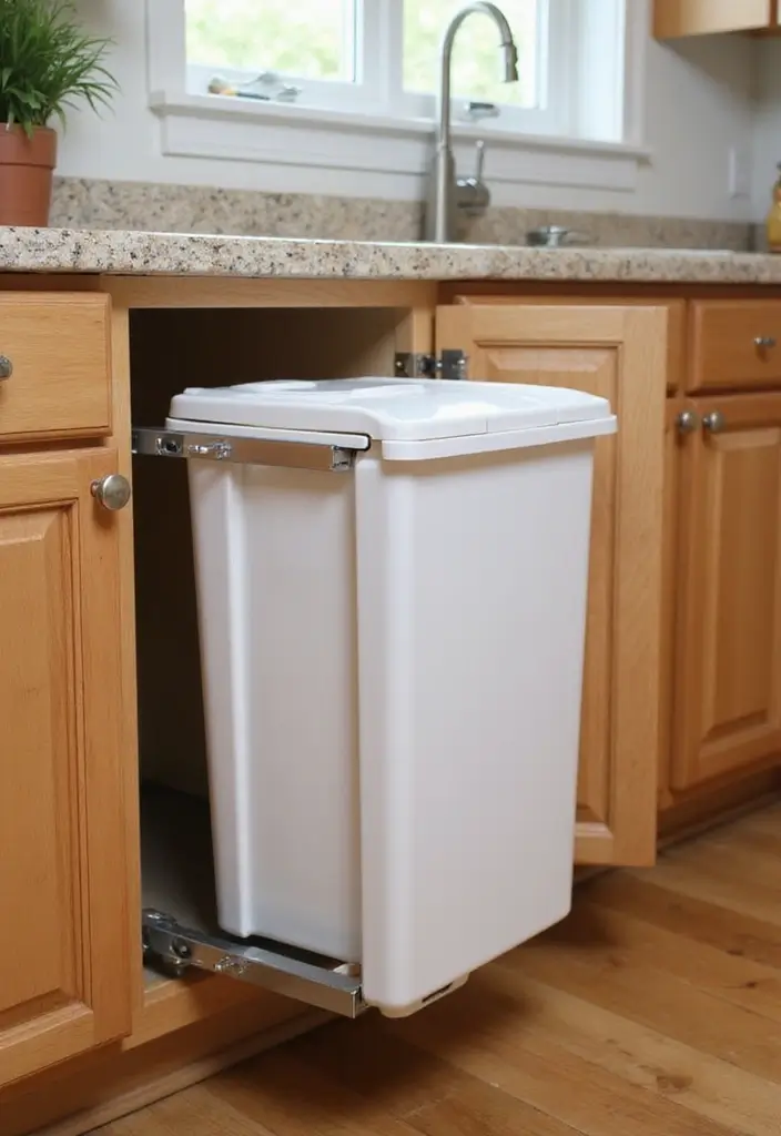 25 Kitchen Cabinet Organization Hacks That Will Change Your Life Forever! - 9. Pull-Out Trash Cans