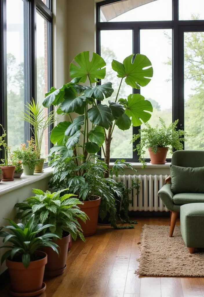 25 Mid Century Modern Living Room Ideas That Will Leave You Breathless! - 11. Greenery Galore