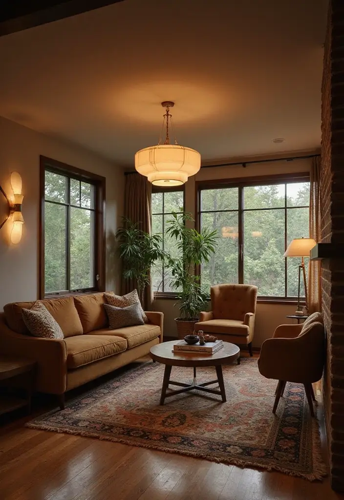 25 Mid Century Modern Living Room Ideas That Will Leave You Breathless! - 18. Layered Lighting