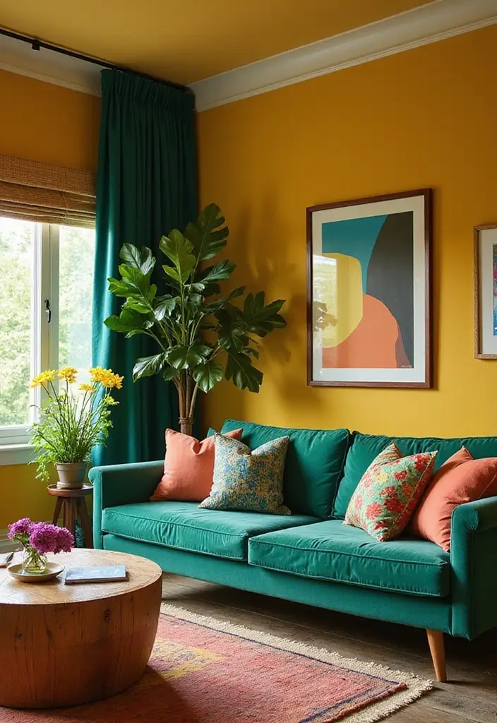 25 Mid Century Modern Living Room Ideas That Will Leave You Breathless! - 2. Bold Color Palettes