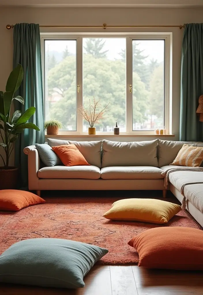 25 Mid Century Modern Living Room Ideas That Will Leave You Breathless! - 24. Floor Cushions
