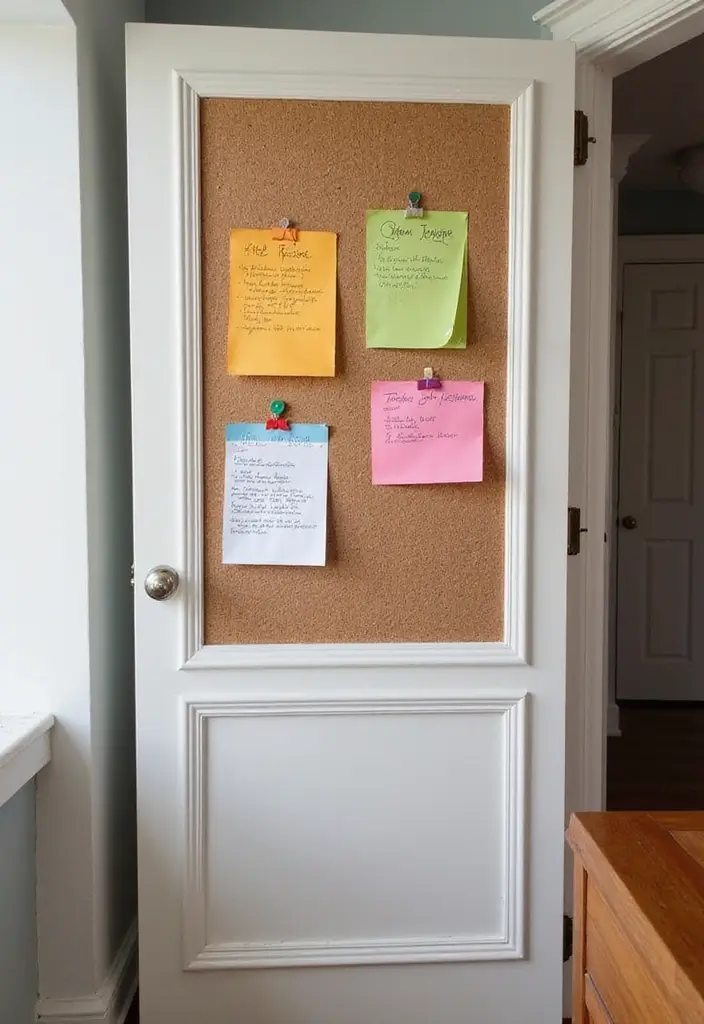 25 Mind-Blowing Kitchen Cabinets Organization Hacks You Haven't Tried Yet! - 14. Cork Board Inside Cabinet Doors