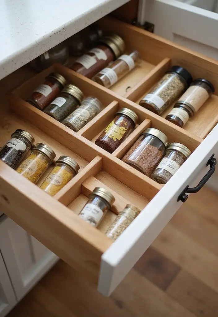 25 Mind-Blowing Kitchen Cabinets Organization Hacks You Haven't Tried Yet! - 18. Spice Drawer Inserts