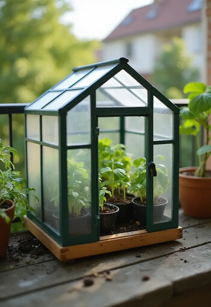 25 Mini Garden Ideas for Small Spaces That Will Transform Your Balcony into a Green Oasis! - 23. Miniature Greenhouse