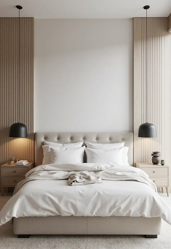 25 Modern Bedroom Ideas That Will Transform Your Space into a Minimalist Oasis! - 13. Minimalist Accent Wall