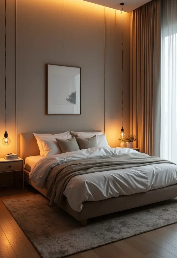 25 Modern Bedroom Ideas That Will Transform Your Space into a Minimalist Oasis! - 8. Layered Lighting