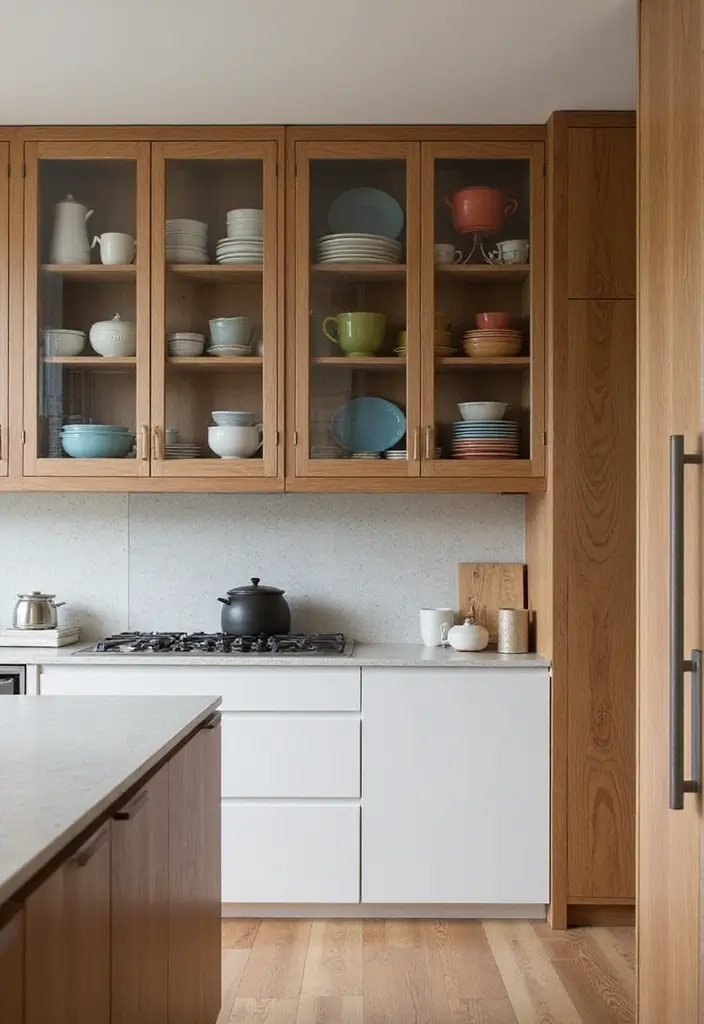 25 Modern Kitchen Cabinet Designs That Will Transform Your Space (You Won't Believe #5!) - 7. Glass-Front Cabinets