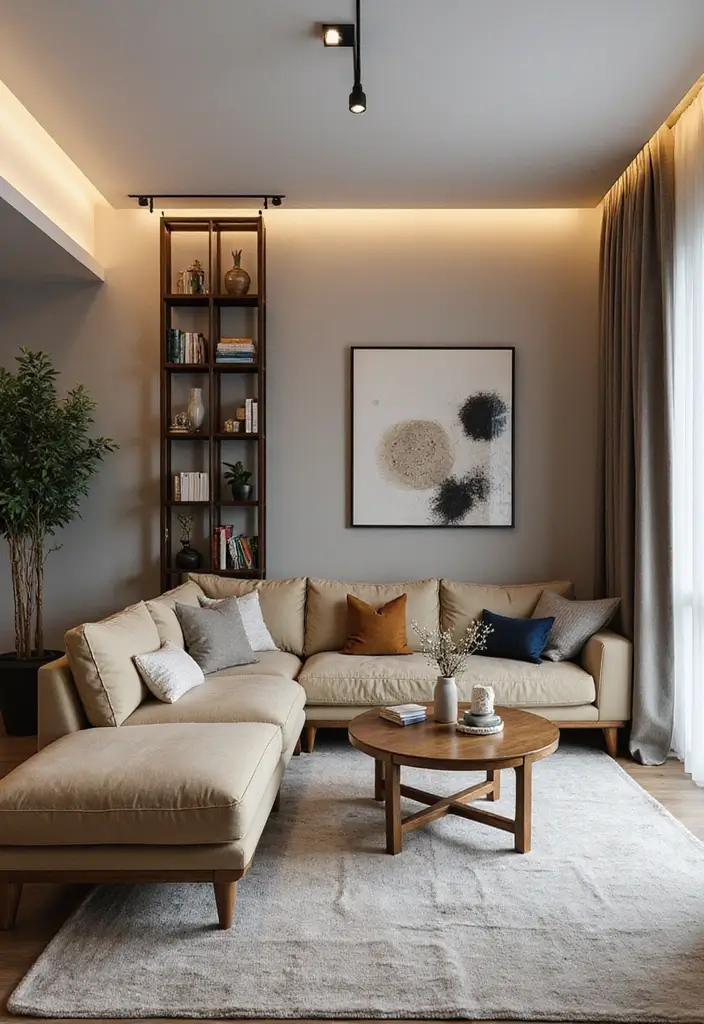 25 Modern Living Room Layouts That Make Small Spaces Feel Huge (You Won't Believe #5!) - 17. Unique Room Dividers