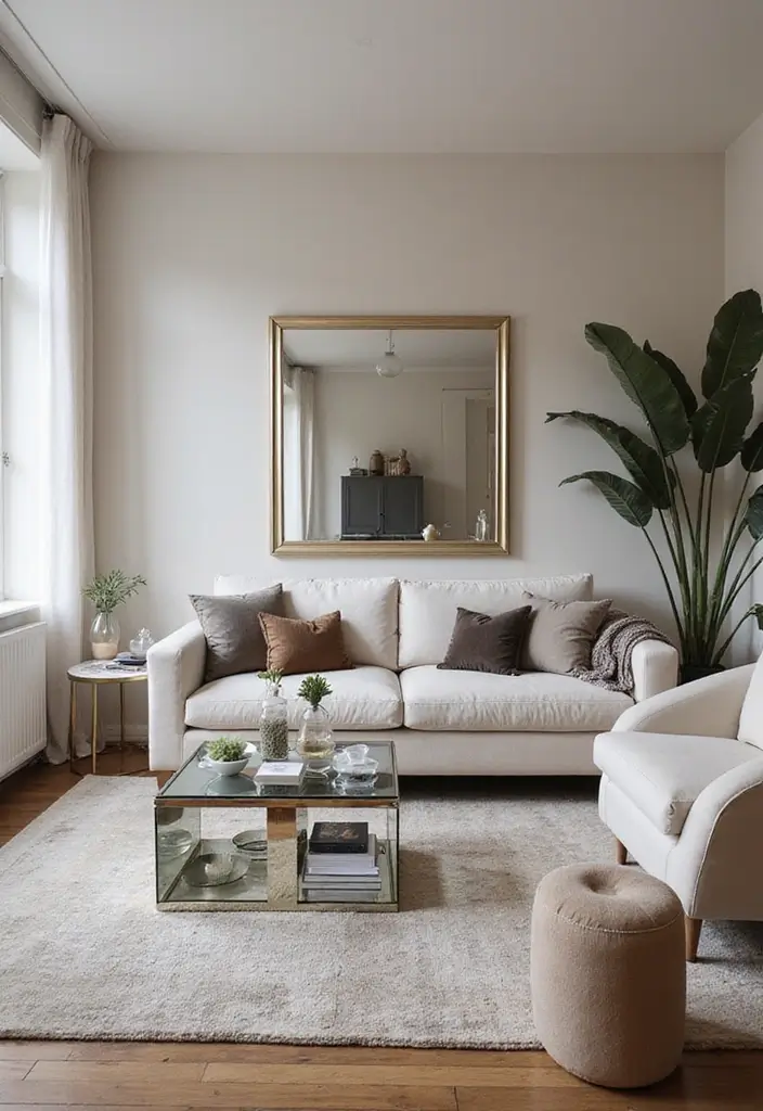 25 Modern Living Room Layouts That Make Small Spaces Feel Huge (You Won't Believe #5!) - 22. Reflective Surfaces