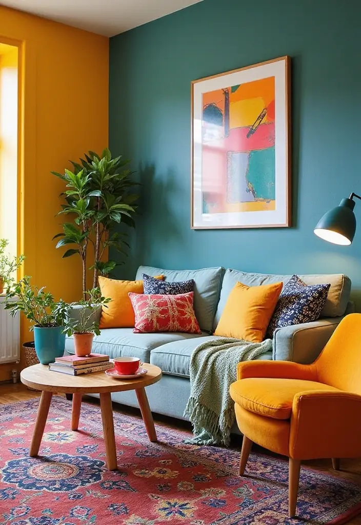 25 Modern Living Room Layouts That Make Small Spaces Feel Huge (You Won't Believe #5!) - 6. Colorful Accents