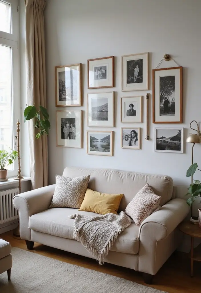 25 Modern Small Living Room Ideas That Will Transform Your Space Instantly! - 20. Personal Memory Wall