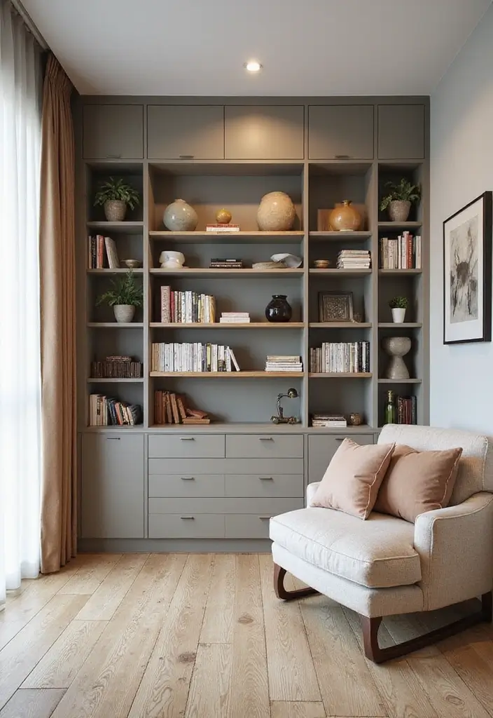 25 Modern Small Living Room Ideas That Will Transform Your Space Instantly! - 3. Vertical Storage Solutions