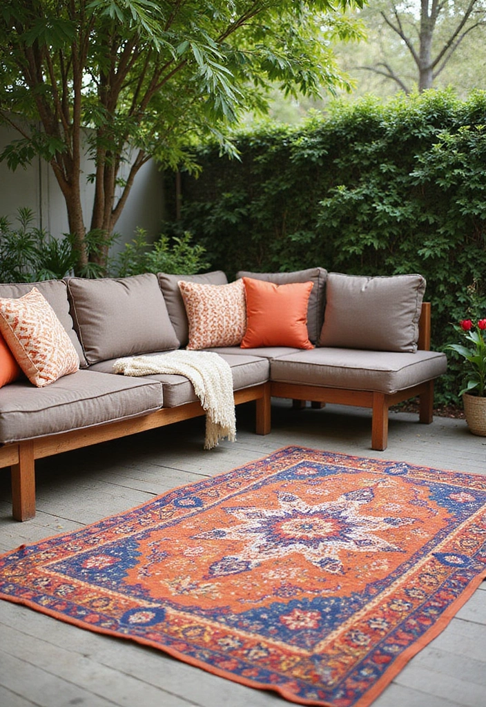 25 Outdoor Garden Decor Ideas for Backyards That Will Leave You Speechless! - 9. Outdoor Rug