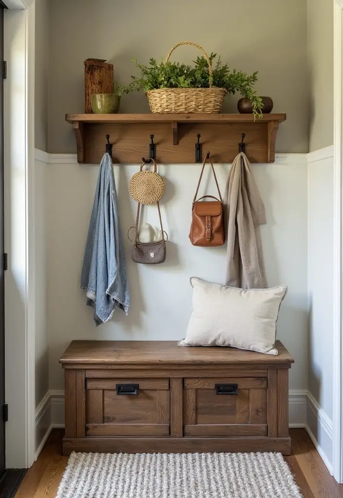 25 Rustic Home Decor Ideas That Will Make You Feel Like You’re in a Cozy Cabin! - 15. Charming Entryway