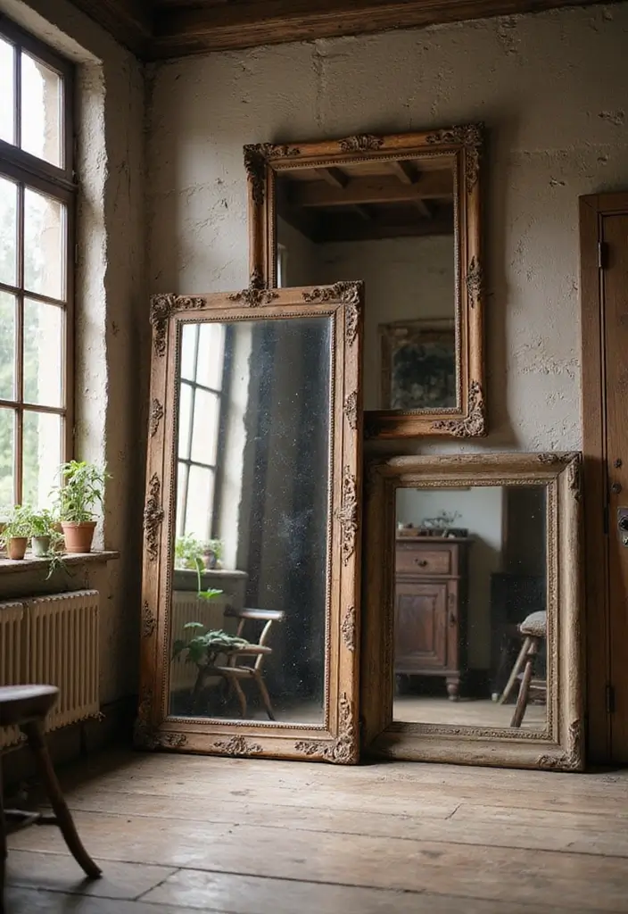 25 Rustic Home Decor Ideas That Will Make You Feel Like You’re in a Cozy Cabin! - 24. Vintage Mirrors
