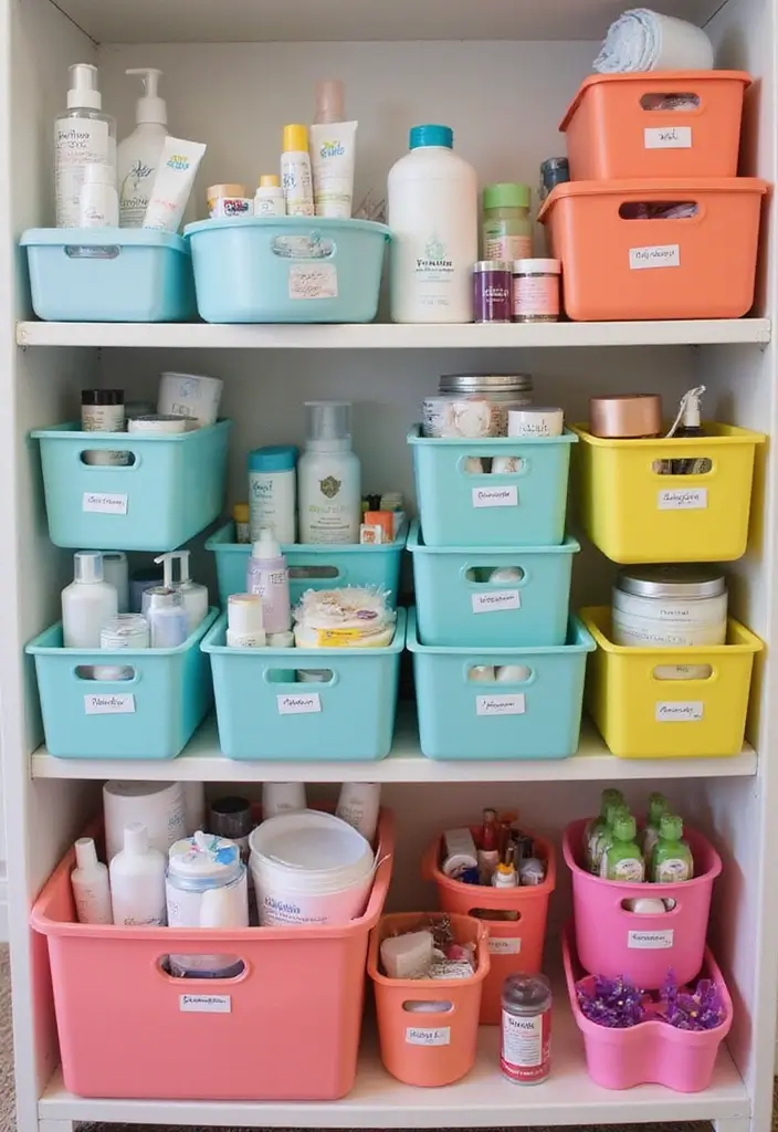 25 Small Bathroom Organization Hacks That Will Maximize Your Space (You Won't Believe #12!) - 11. Color-Code Your Storage