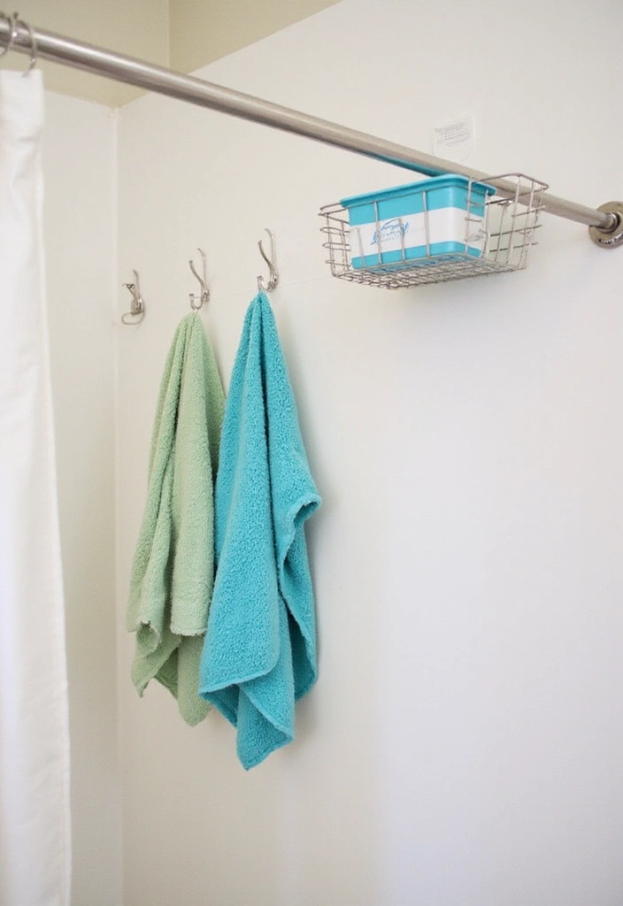 25 Small Bathroom Organization Hacks That Will Maximize Your Space (You Won't Believe #12!) - 15. Stylish Shower Curtain Rod Storage