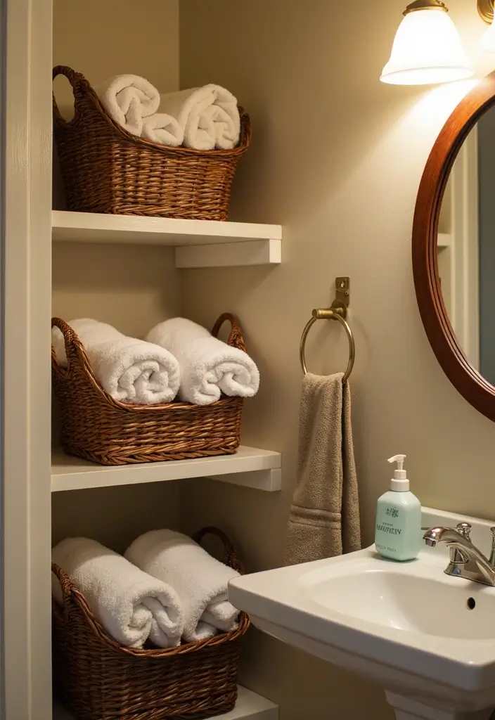 25 Small Bathroom Organization Hacks That Will Maximize Your Space (You Won't Believe #12!) - 9. Decorative Baskets for Style and Storage