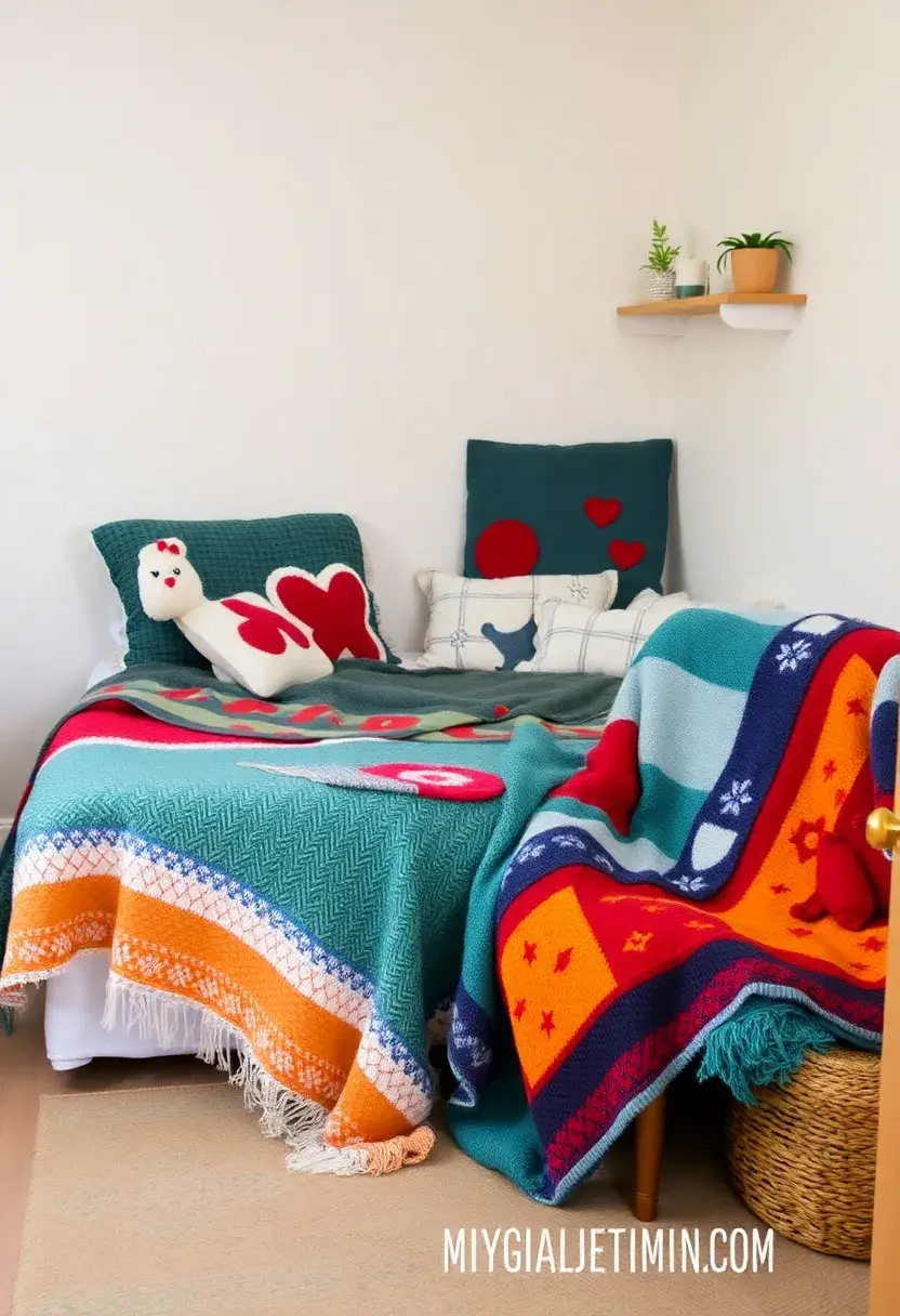 25 Small Bedroom Ideas for Couples That'll Make You Fall in Love Again! - 24. Fun Throw Blankets